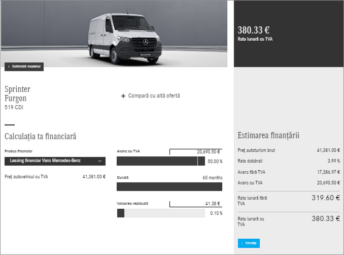 calculator financiar transportere Mercedes-Benz